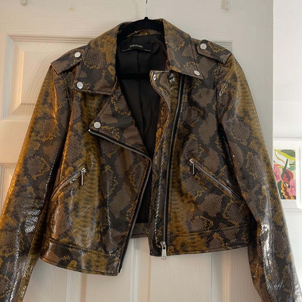 Zara Snake Print Motorcycle Jacket